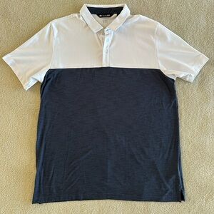 NWOT Men's Travis Mathew Two-tone Color Block Polo Shirt. Size XL